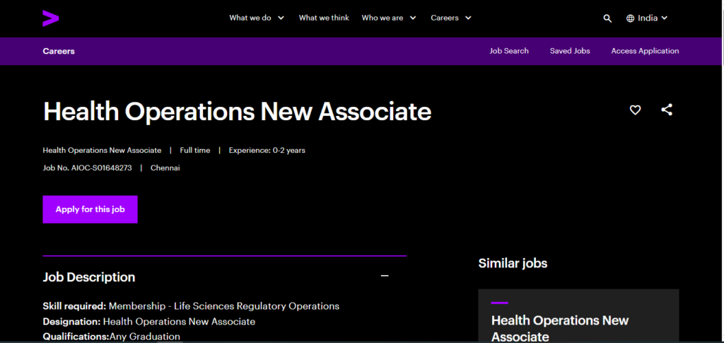 Accenture Recruitment Drive; Hiring Associate