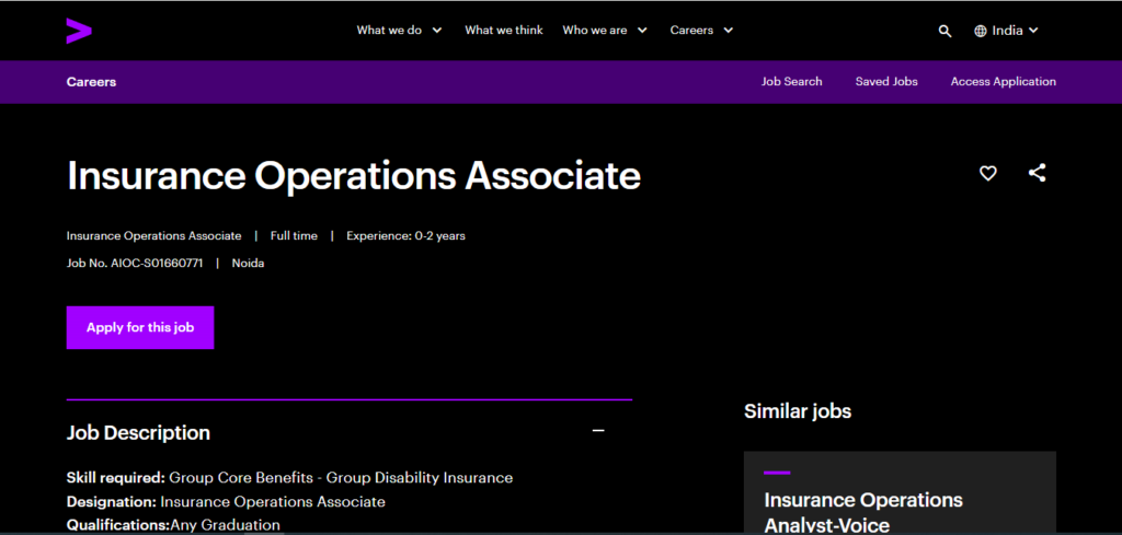 Accenture Recruitment Drive; Hiring Insurance Operations Associate
