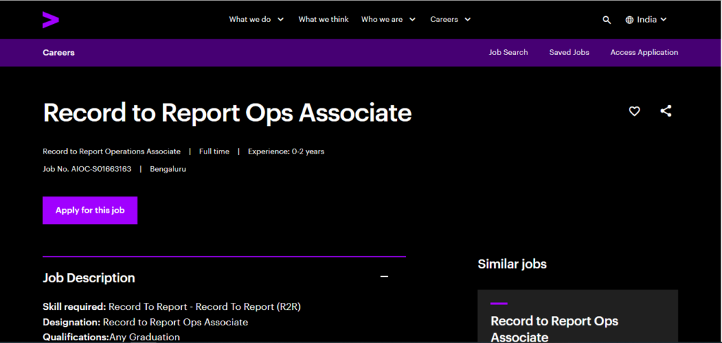 Accenture Recruitment Drive; Hiring Associate