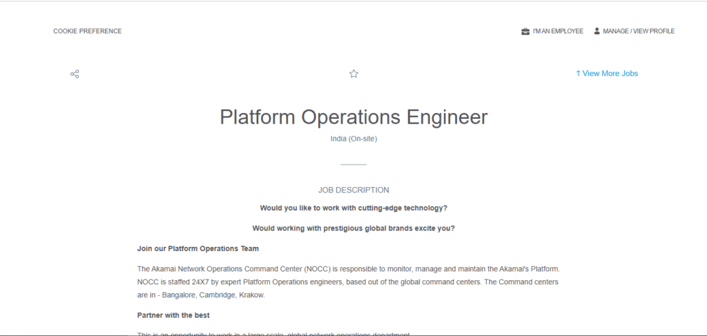 Akamai Recruitment Drive; Hiring Platform Operations Engineer