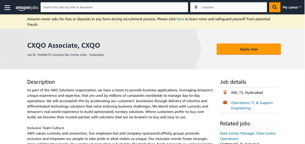 Amazon Recruitment Drive; Hiring CXQO Associate