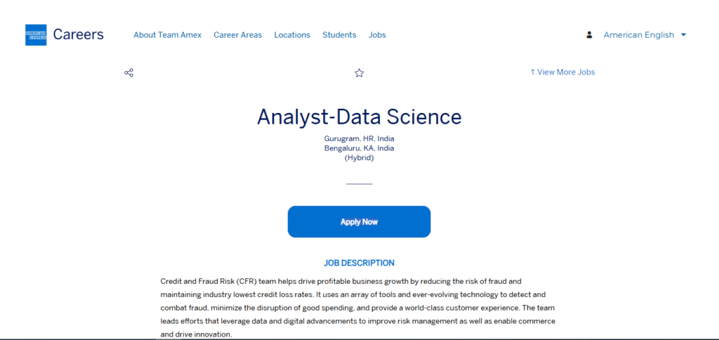 American Express Recruitment Drive; Hiring Analyst