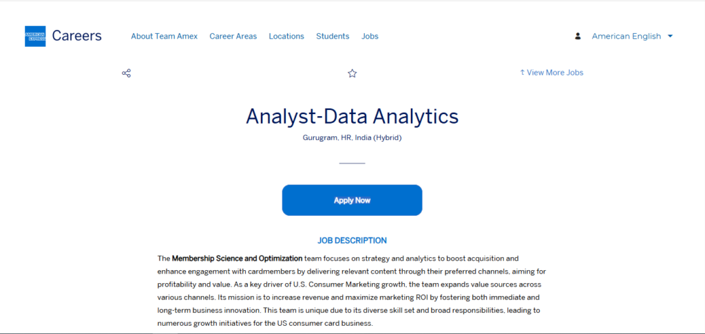 American Express Recruitment Drive; Hiring Analyst