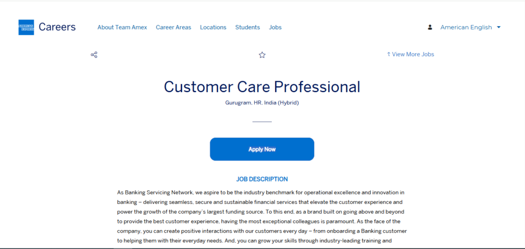 American Express Recruitment Drive; Hiring Customer Care Professional