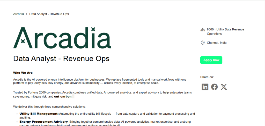 Arcadia Recruitment Drive; Hiring Data Analyst