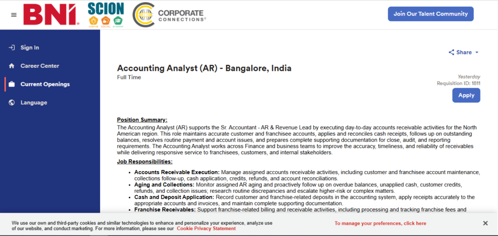 BNI Global Recruitment Drive; Hiring Accounting Analyst 