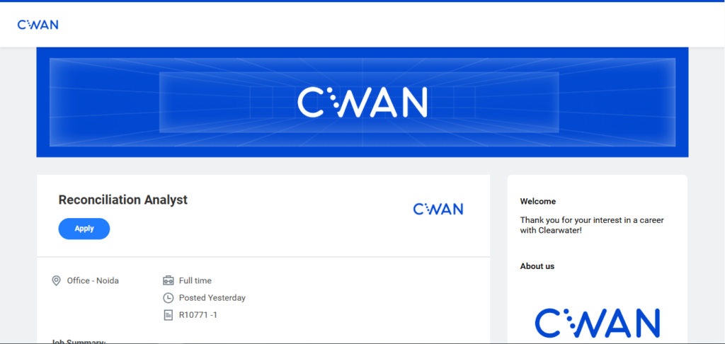 CWAN Recruitment Drive; Hiring Reconciliation Analyst