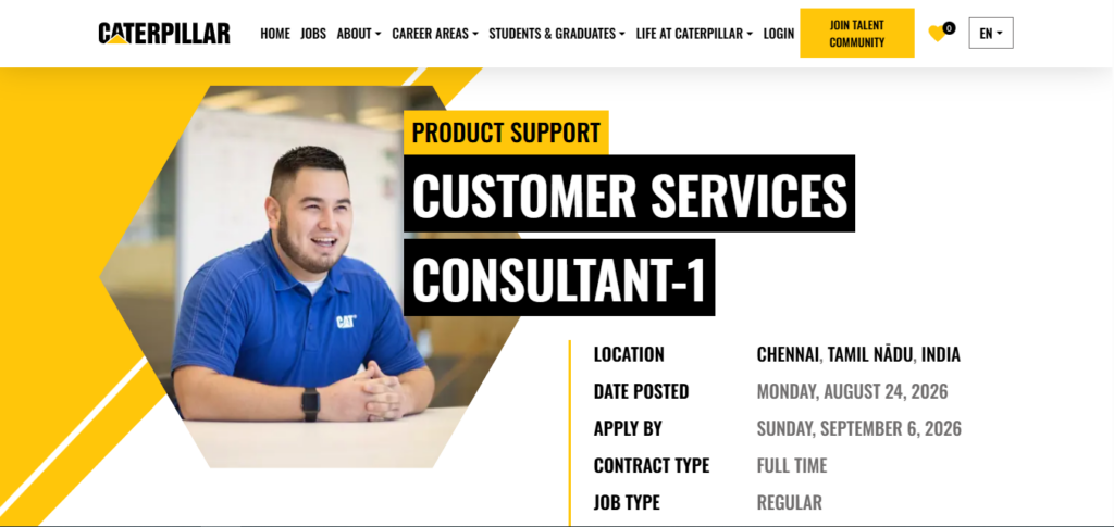 Caterpillar Recruitment Drive; Hiring Customer Services Consultant 1