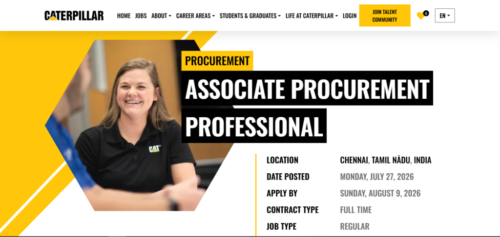 Caterpillar Recruitment Drive; Hiring Associate Procurement