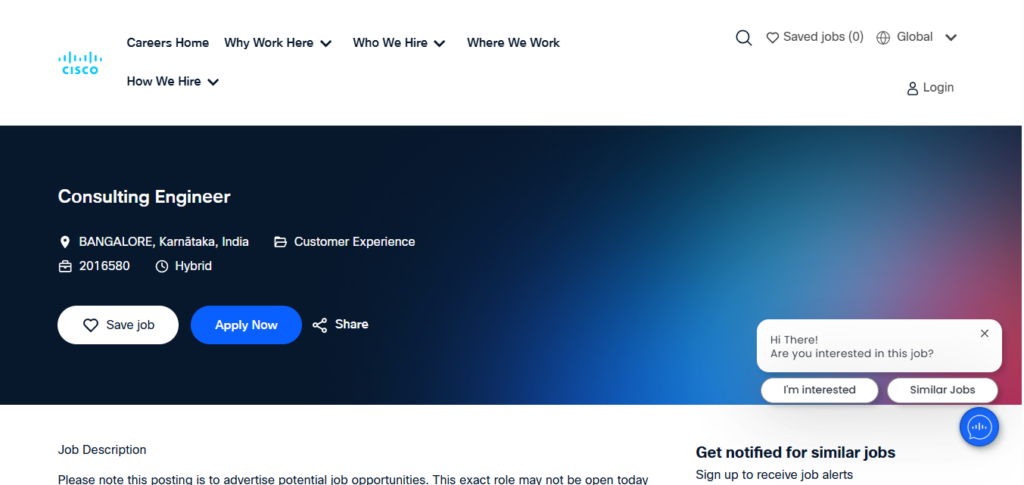 Cisco Recruitment Drive; Hiring Consulting Engineer 