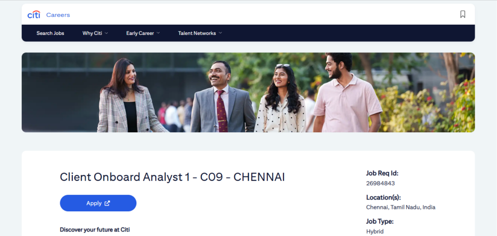 Citi Recruitment Drive; Hiring Client Onboard Analyst 1