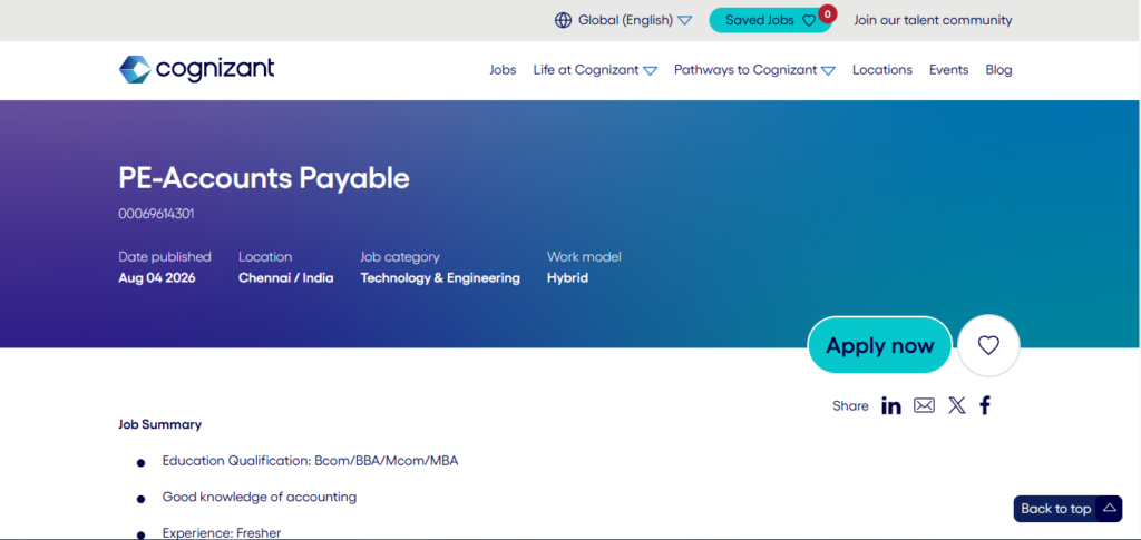 Cognizant Recruitment Drive; Hiring Process Executive