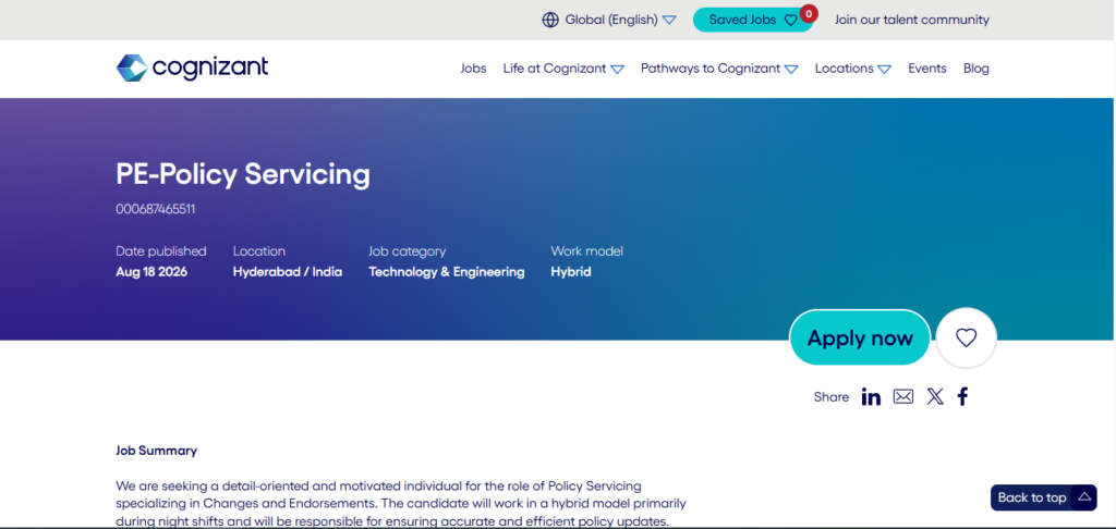 Cognizant Recruitment Drive; Hiring Process Executive