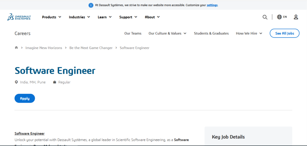 Dassault Systèmes Recruitment Drive; Hiring Software Engineer