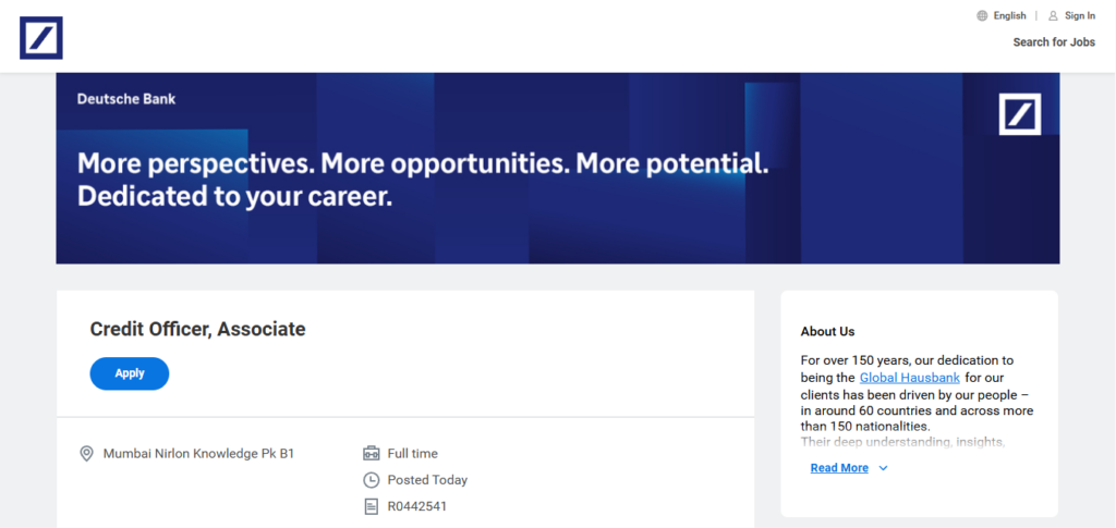 Deutsche Bank Recruitment Drive; Hiring Associate 