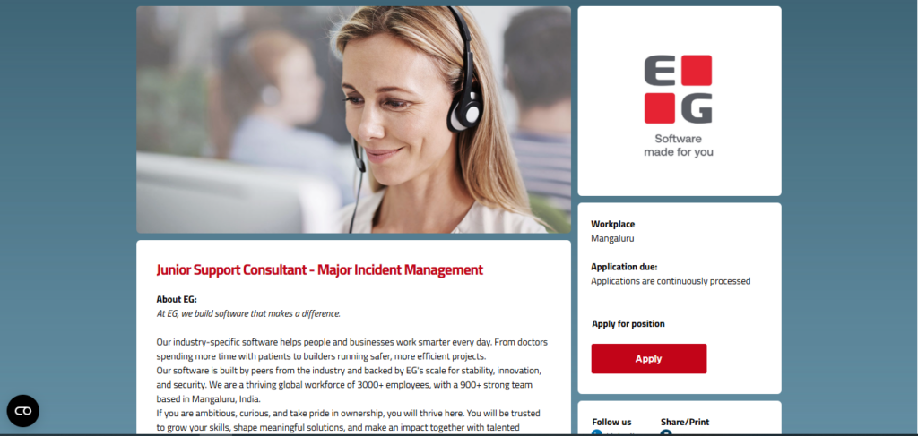 EG Recruitment Drive; Hiring Junior Support Consultant