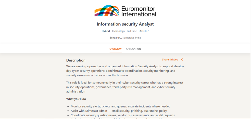 Euromonitor Recruitment Drive; Hiring Information Security Analyst