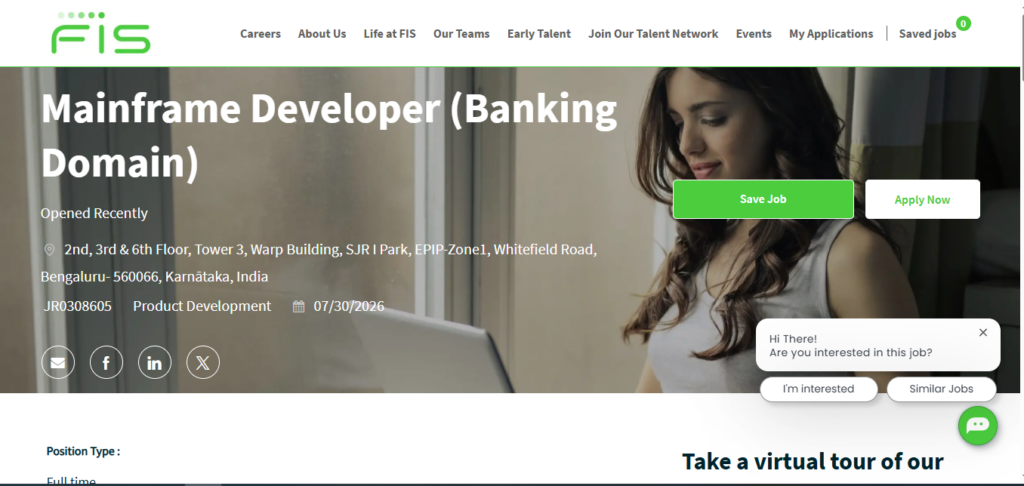 FIS Recruitment Drive; Hiring Mainframe Developer