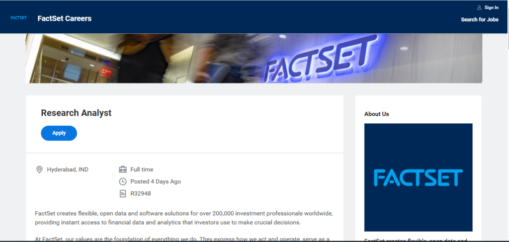 FactSet Recruitment Drive; Hiring Research Analyst