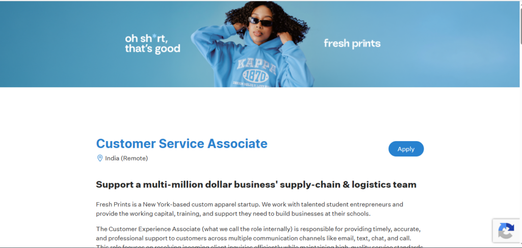 Fresh Prints Work from Home Jobs; Hiring Customer Service Associate