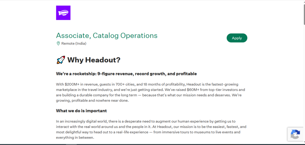Headout Work from Home Jobs; Hiring Associate
