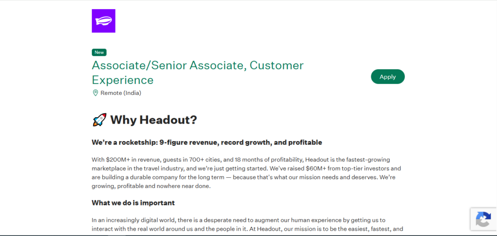 Headout Work from Home Jobs; Hiring Associate / Senior Associate