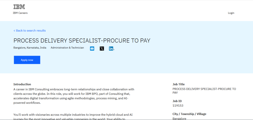 IBM Recruitment Drive; Hiring Process Associate (P2P)