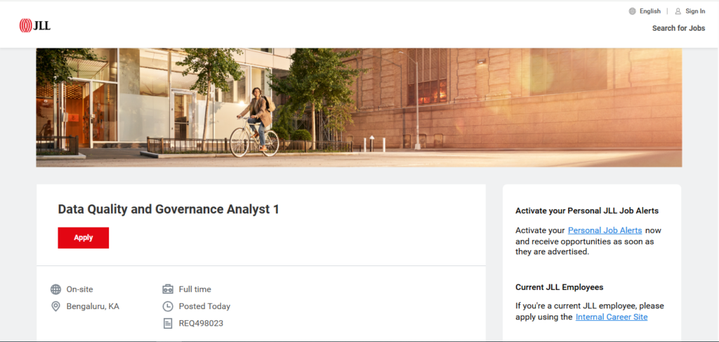 JLL Recruitment Drive; Hiring Data Quality and Governance Analyst 1