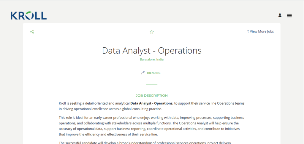 Kroll Recruitment Drive; Hiring Data Analyst