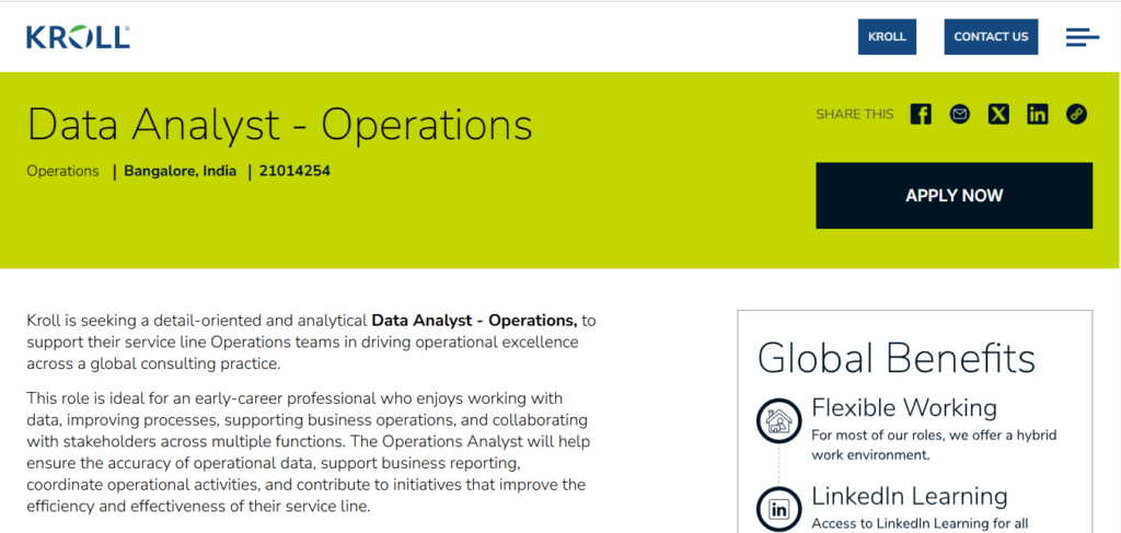 Kroll Recruitment Drive; Hiring Data Analyst 