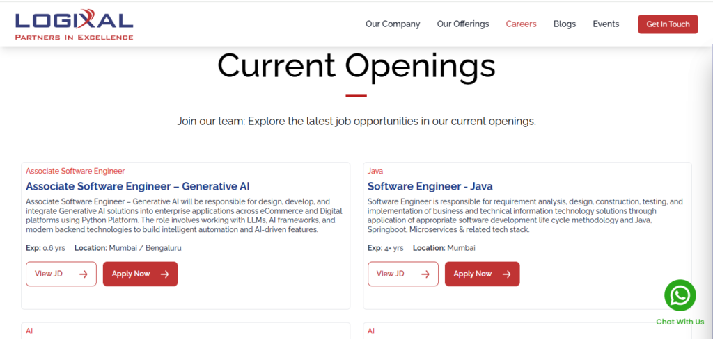 Logixal Recruitment Drive; Hiring Associate Software Engineer