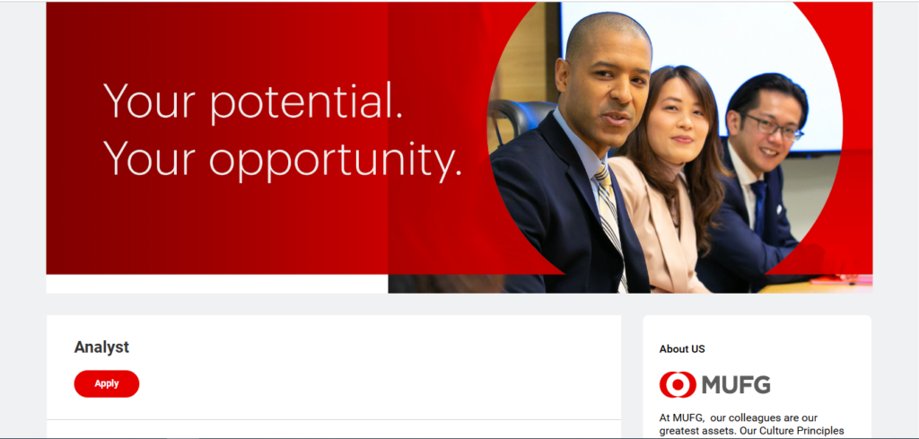 MUFG Recruitment Drive; Hiring Analyst
