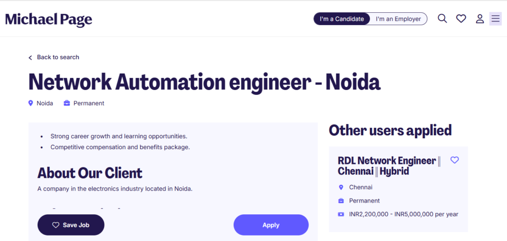 Michael Page Recruitment Drive; Hiring Network Automation Engineer