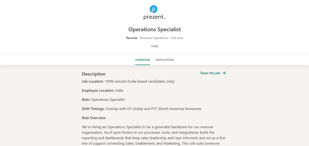 Prezent Work from Home Jobs; Hiring Operations Specialist