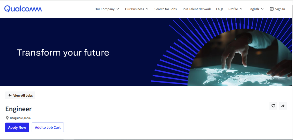 Qualcomm Recruitment Drive; Hiring Engineer
