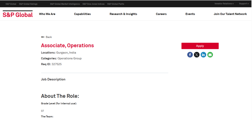 S&P Global Recruitment Drive; Hiring Operations Associate