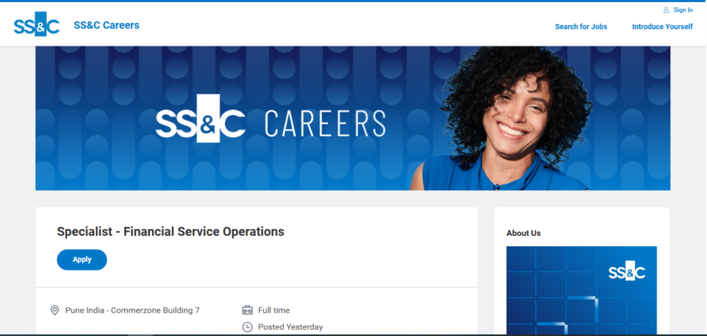 SS&C Recruitment Drive; Hiring Financial Service Operations