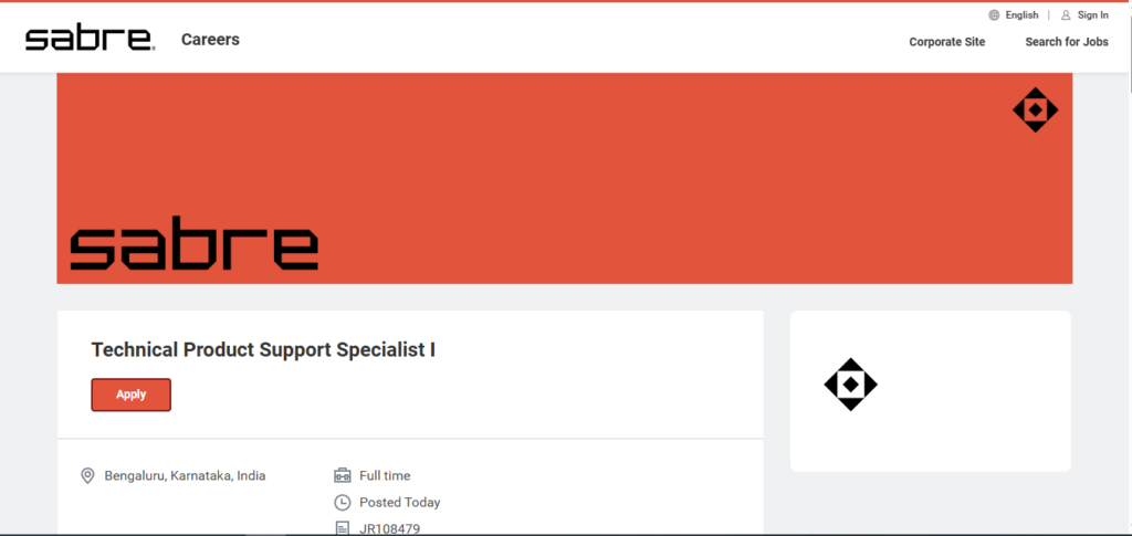 Sabre Recruitment Drive; Hiring Technical Product Support Specialist I
