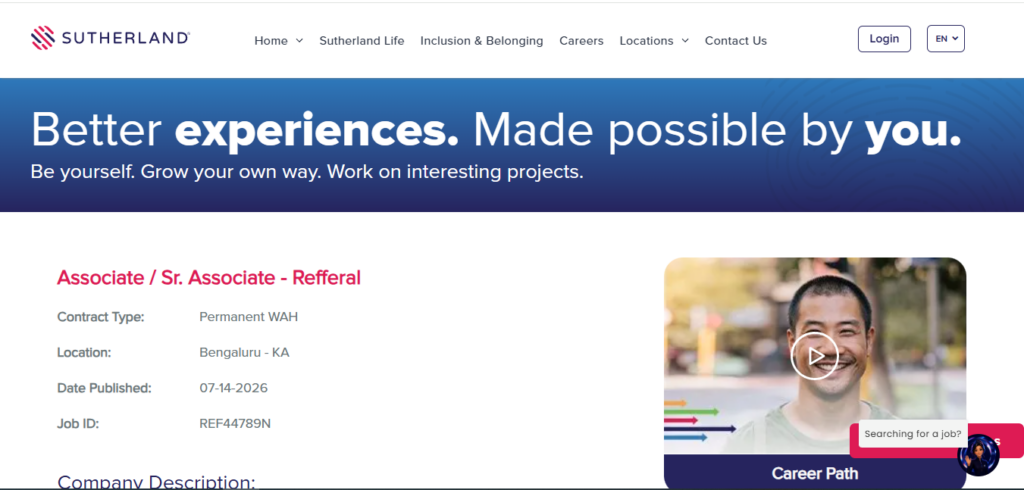 Sutherland Work from Home Jobs; Hiring Associate