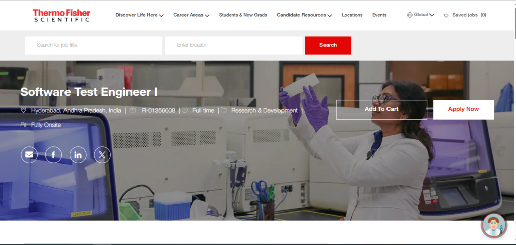 Thermo Fisher Scientific Recruitment Drive; Hiring Software Test Engineer I