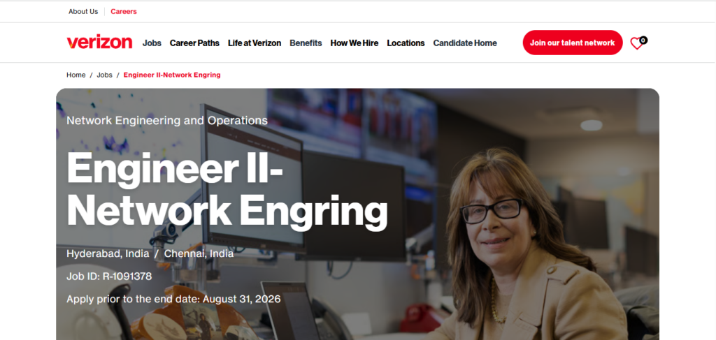 Verizon Recruitment Drive; Hiring Networking Engineer