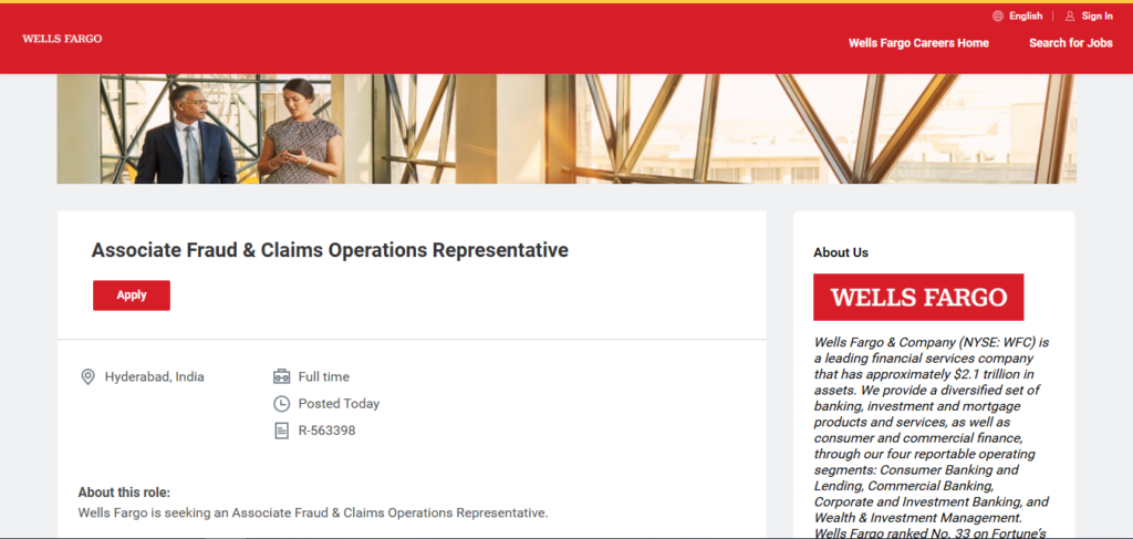 Wells Fargo Recruitment Drive; Hiring Associate 