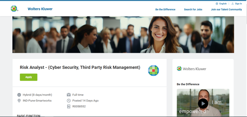 Wolters Kluwer Recruitment Drive; Hiring Risk Analyst