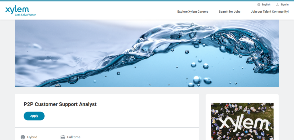 Xylem Recruitment Drive; Hiring P2P Customer Support Analyst