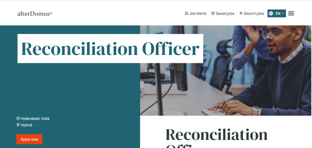 Alter Domus Recruitment Drive; Hiring Reconciliation Officer