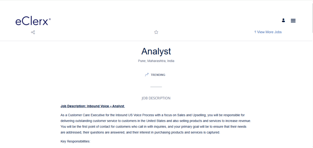 eClerx Recruitment Drive; Hiring Analyst