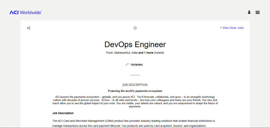 ACI Worldwide Hiring DevOps Engineer | Pune & Bangalore (Hybrid) 2026