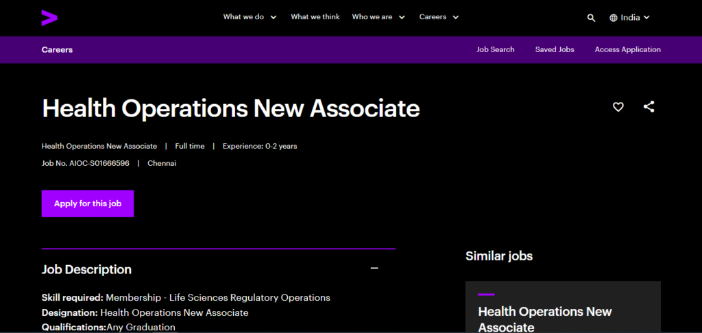 Accenture Recruitment Drive; Hiring Operations Associate