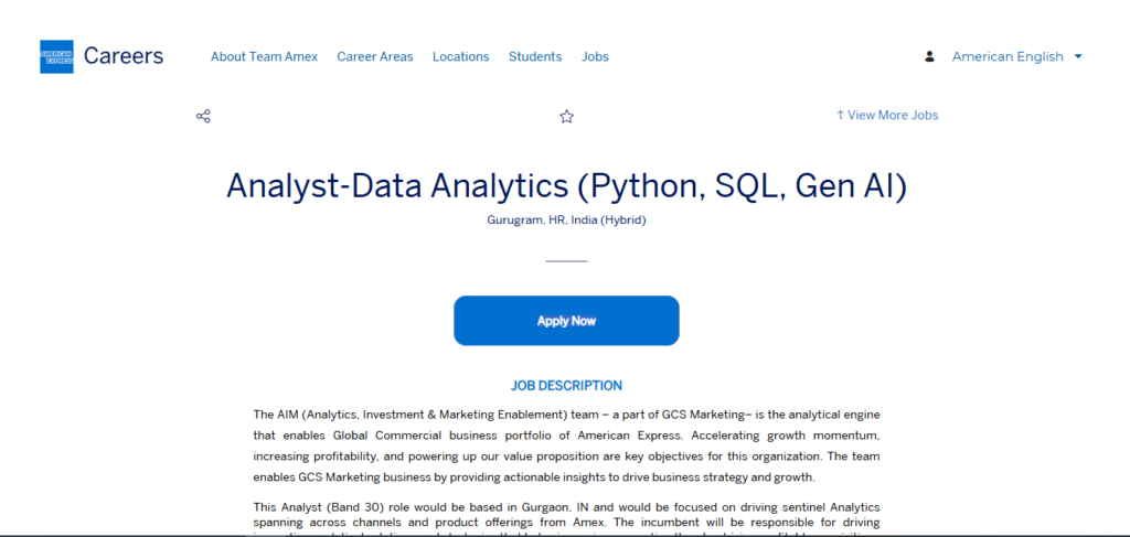 American Express Recruitment Drive; Hiring Analyst