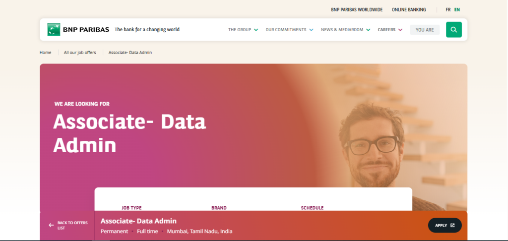 BNP Paribas Recruitment Drive; Hiring Associate